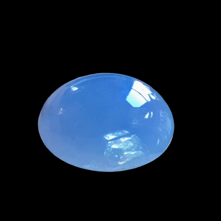 40 carat Turkish Blue Chalcedony. Amazing luster and translucency. Untreated oval cabochon. 