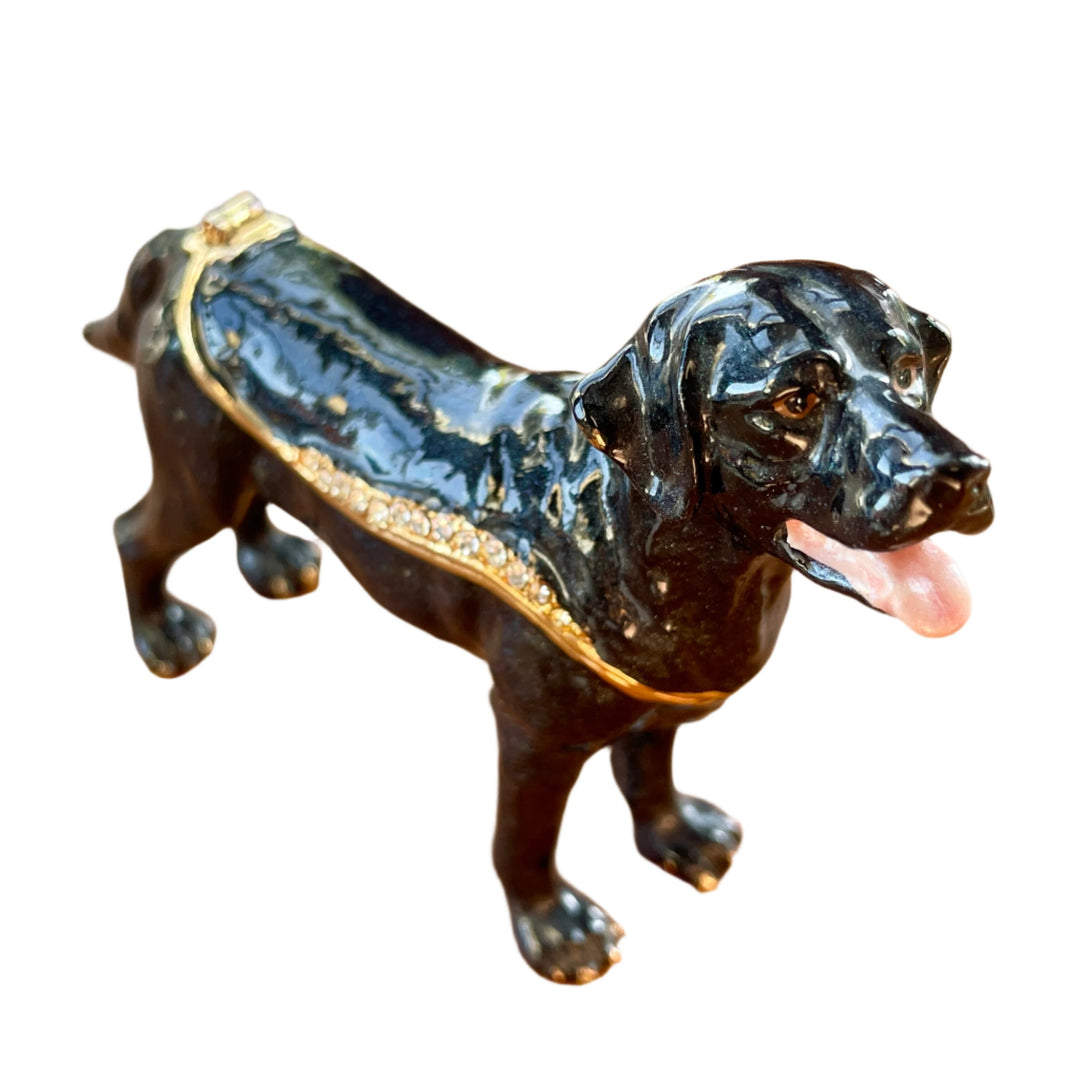 Gorgeous, Enamel, Gold and Crystal, Black Labrador Box