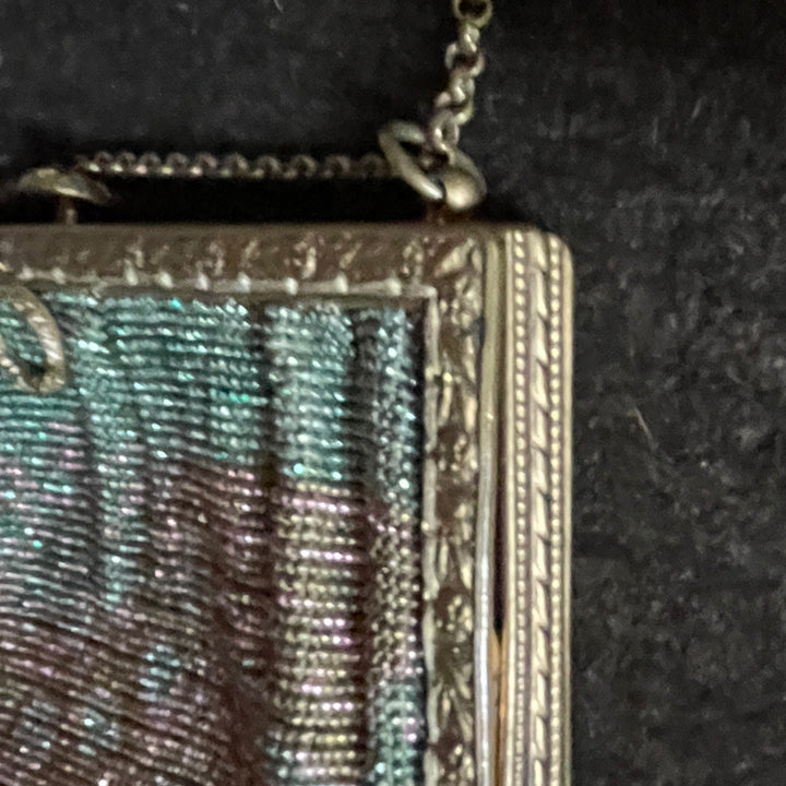 Art Deco - Hand Beaded Purse - 1920's - Made In France - Small Repair Needed In Back