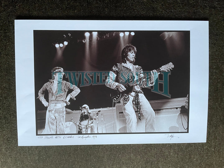 Photograph - Mick Jagger Keith Richards Rolling Stones- Signed by Jim Marshall 1973