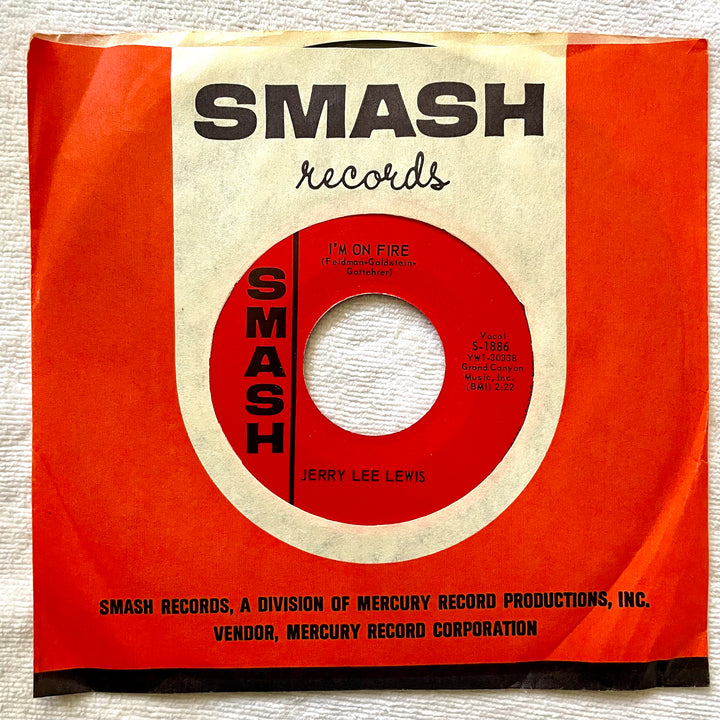 Jerry Lee Lewis - 45 Vinyl - Smash - Fan Club Archive - I'm On Fire - Bread And Butter Man