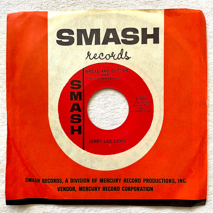 Jerry Lee Lewis - 45 Vinyl - Smash - Fan Club Archive - I'm On Fire - Bread And Butter Man