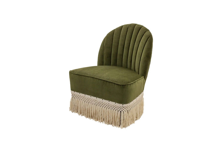 Margaret Scalloped Green Velvet Chair