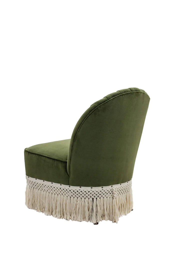 Margaret Scalloped Green Velvet Chair