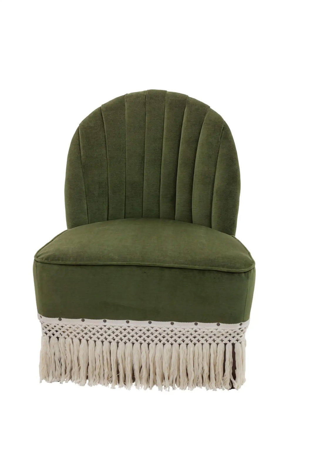 Margaret Scalloped Green Velvet Chair