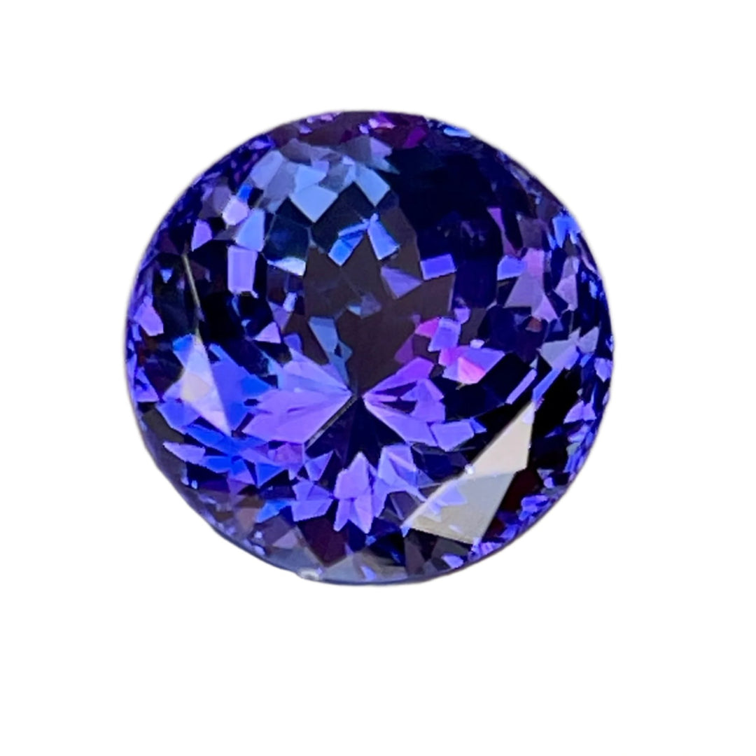 7.15 ct. Tanzanite, Violet - Blue, Top Color, Flawless, Round Brilliant.