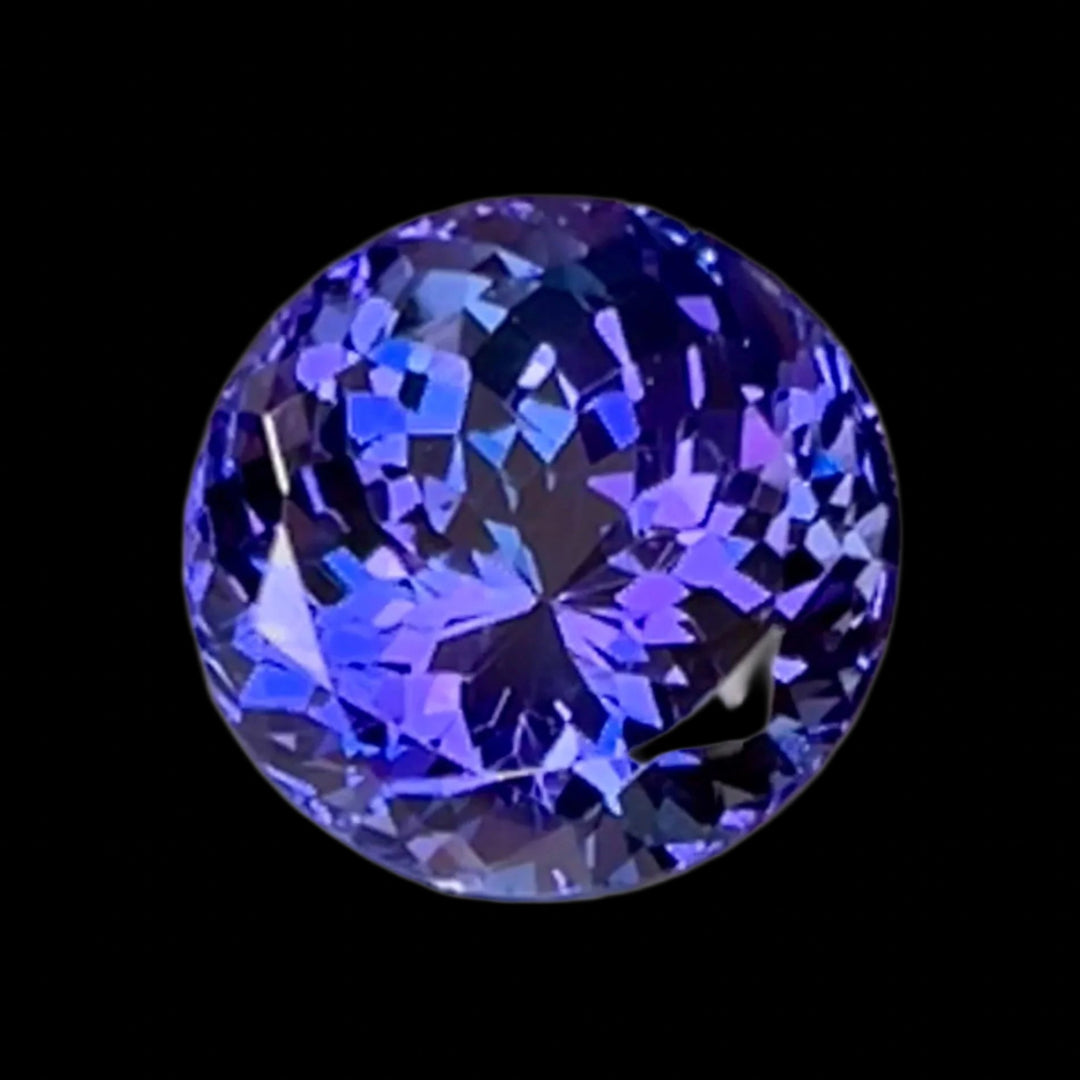 7.15 ct. Tanzanite, Violet - Blue, Top Color, Flawless, Round Brilliant.