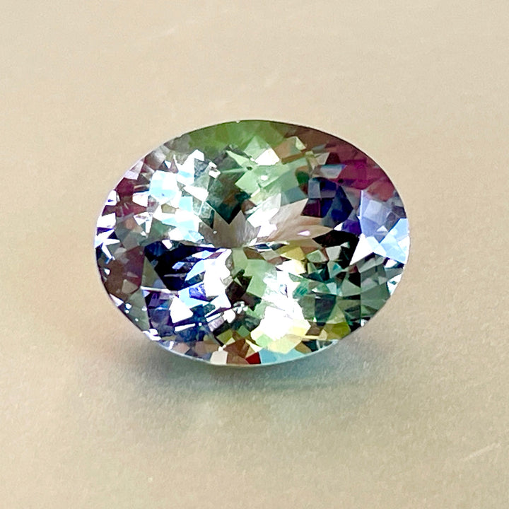 7.25 ct. Zoisite , Rare Tri-color, Ocean Blue Green Muti-Color. Rare.