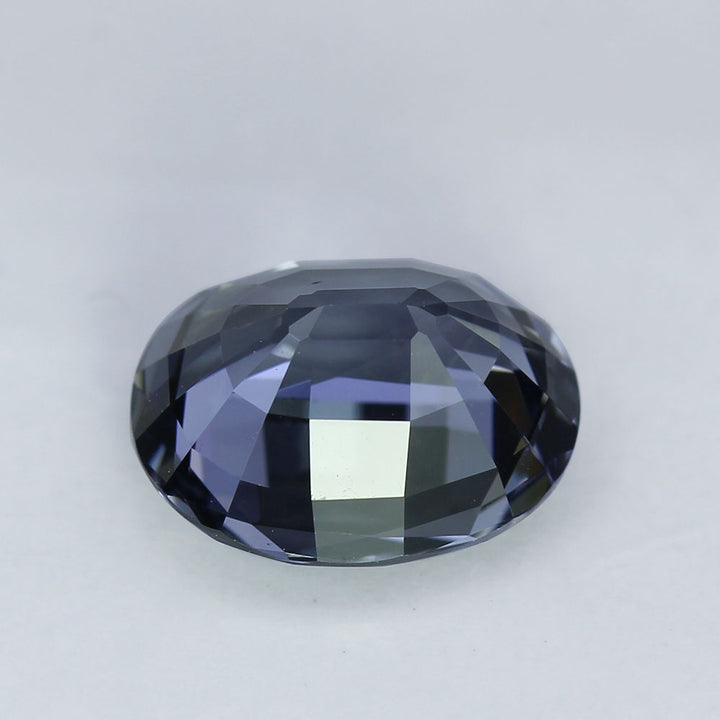 Blue Spinel, 3.72 Ct. Ash Blue, Oval Cut, Sri Lanka, Bottom view