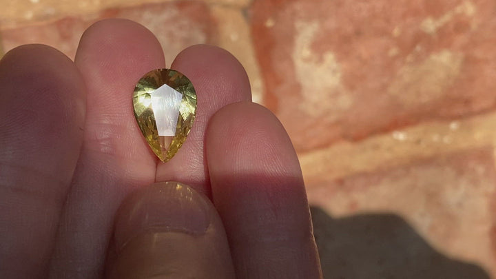 Yellow Apatite, Rare VVS, Untreated, Custom Teardrop Cut