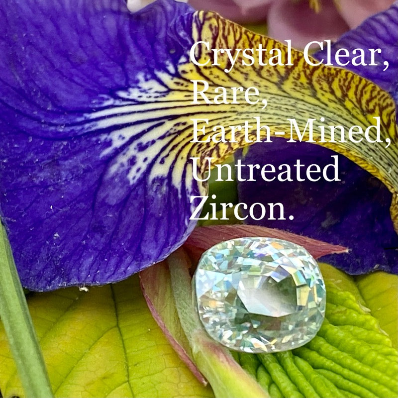 10.35 ct. Zircon, White, VVS, Cushion Cut, Tanzania, Large Rare Size