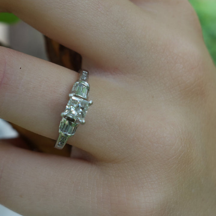 Diamond and Platinum Art Deco Vintage Engagement Ring