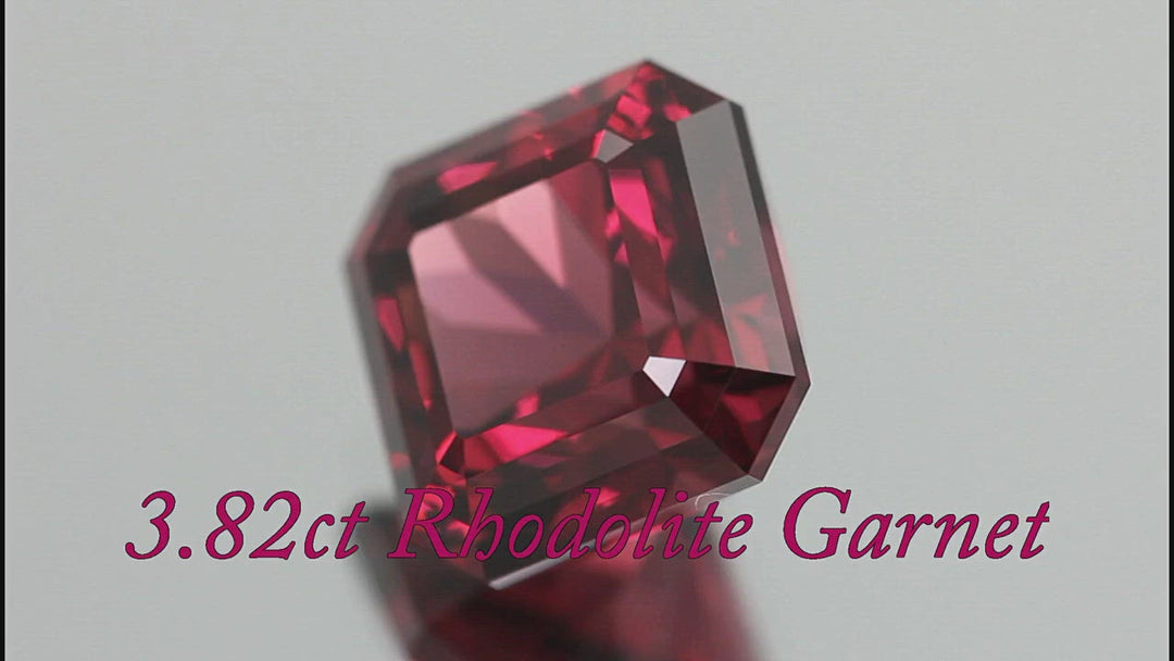 VIDEO3.82 ct Pyralspite Garnet Cranberry to Deep Magenta Red, Color-Shift, Squared Octagon, Modified Step Cut, 