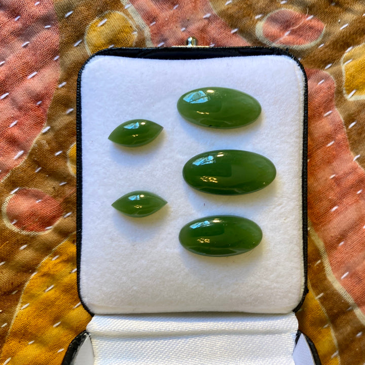 Nephrite Jade, Finest Jade, Top Color, Set of 5