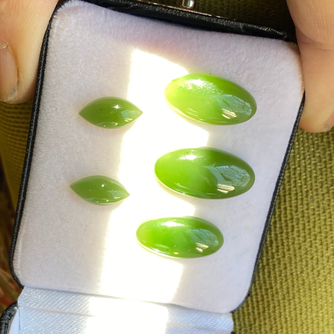 Nephrite Jade, Finest Jade, Top Color, Set of 5