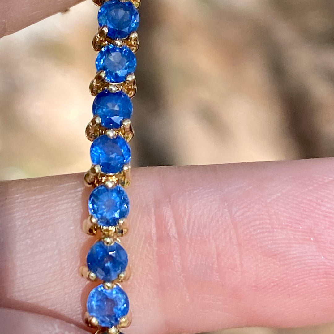 Blue Sapphire Tennis Bracelet, Pailin, 14k Yellow Gold