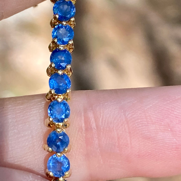 Blue Sapphire Tennis Bracelet, Pailin, 14k Yellow Gold