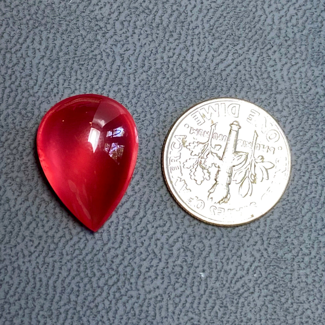 Rhodochrosite Cabochon, 14.92 ct. Translucent, Tear drop. Highly polished, Top Grade.