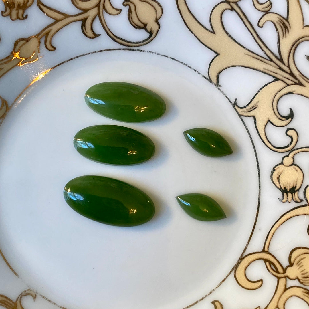 Nephrite Jade, Finest Jade, Top Color, Set of 5