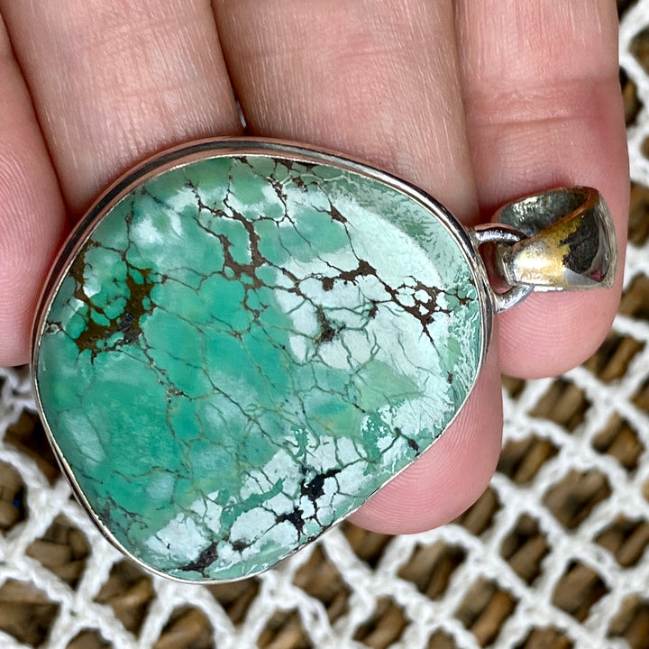 91.00 ct. Tibetan Turquoise Pendant, .925 Silver