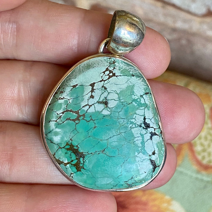 91.00 ct. Tibetan Turquoise Pendant, .925 Silver