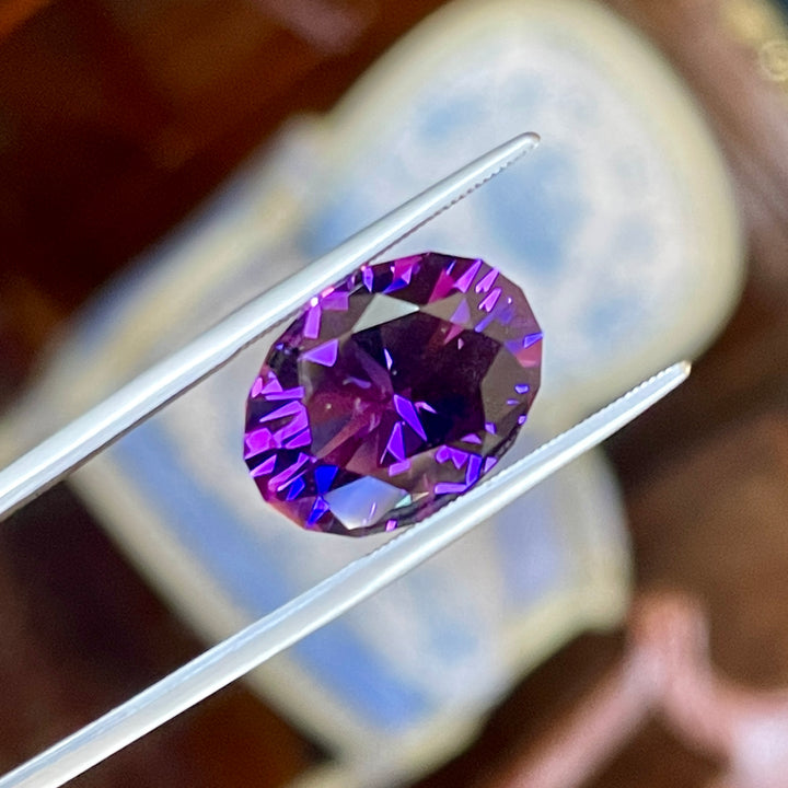 9.78 carat Amethyst, Uruguay, Flawless Clarity, Oval Precision Cut