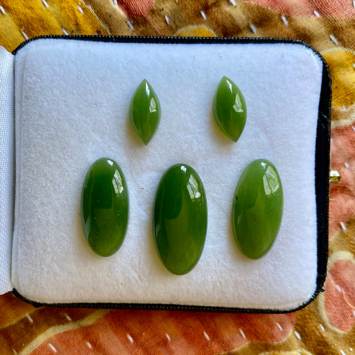 Nephrite Jade, Finest Jade, Top Color, Set of 5