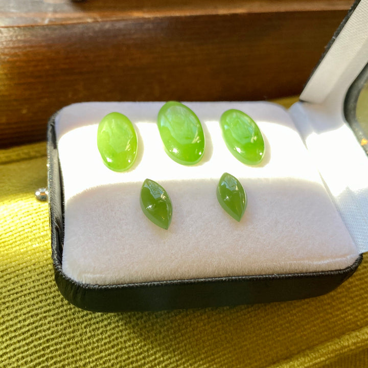 Nephrite Jade, Finest Jade, Top Color, Set of 5