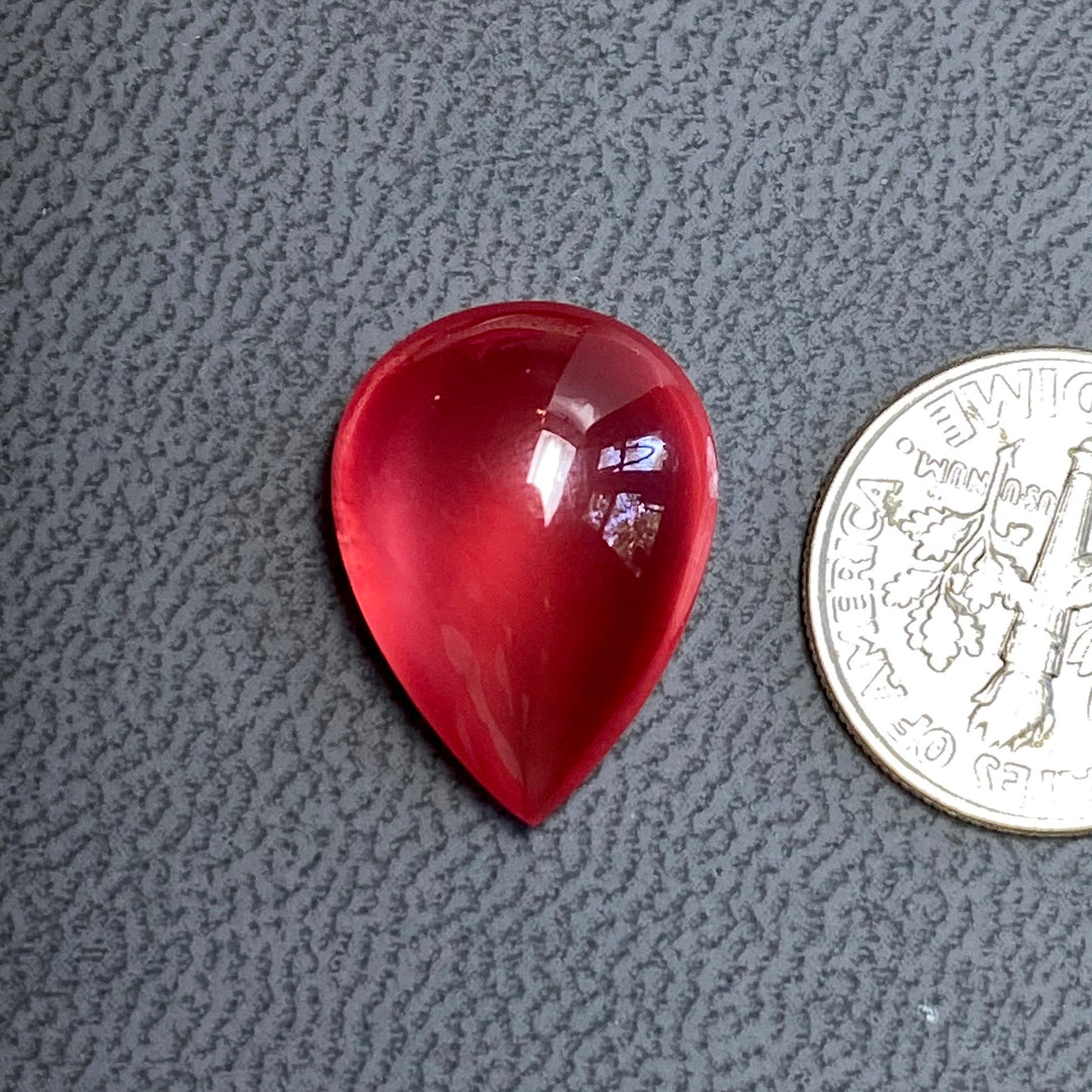 Rhodochrosite Cabochon, 14.92 ct. Translucent, Tear drop. Highly polished, Top Grade.