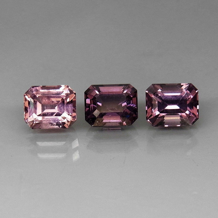 Spinels, 3.03 tcw. Set of (3) Purple-Pink Tone, Gorgeous Set