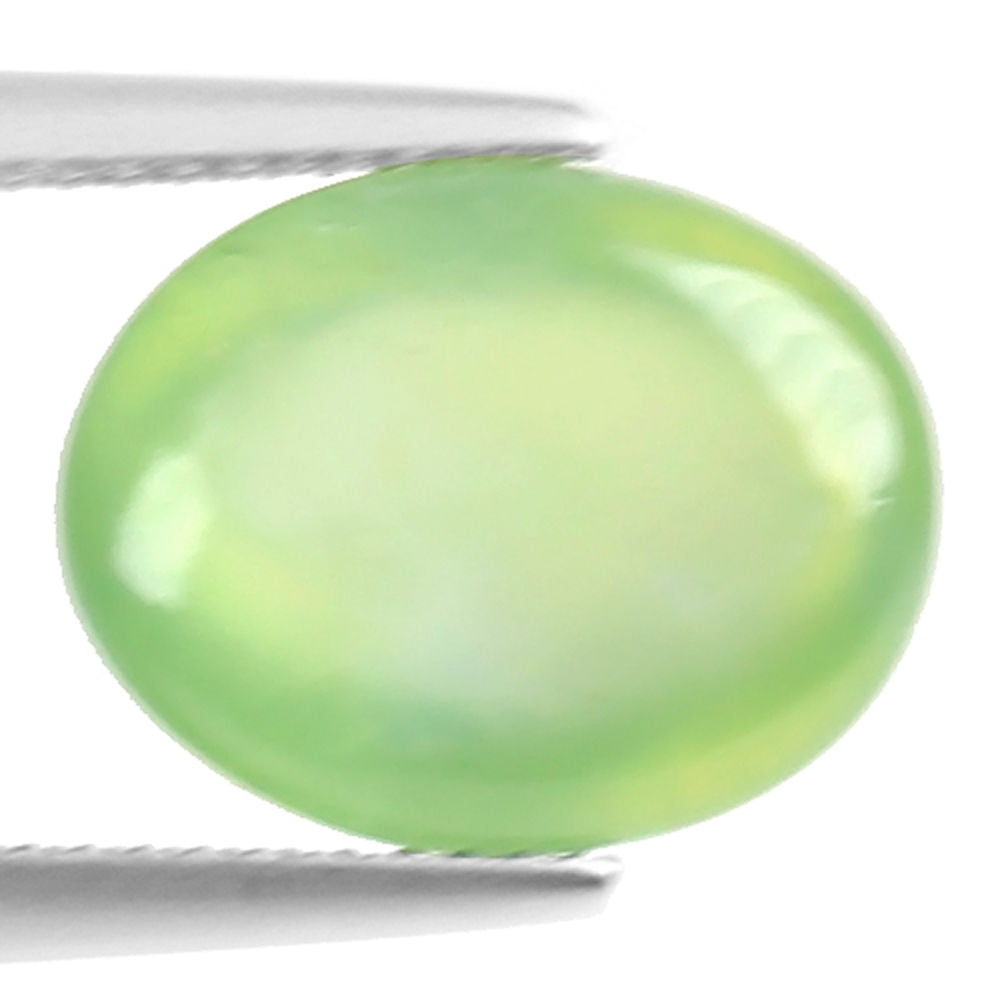 Prehnite, 7.05 ct. Yellow-Green, Oval Cabochon, Africa, Translucent, Mali